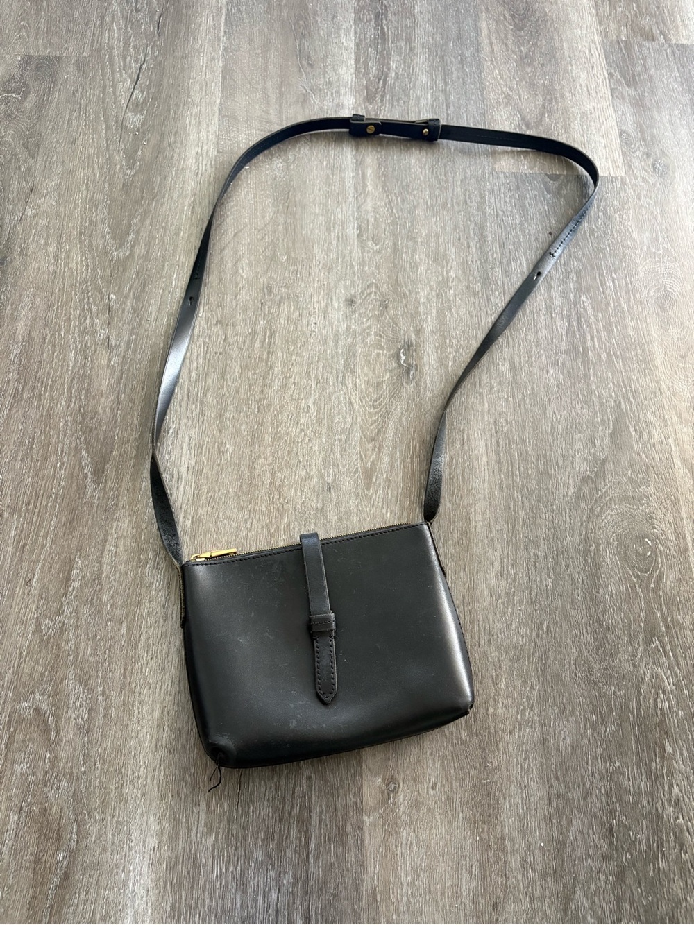 J.Crew Classic Black Leather Crossbody Bag